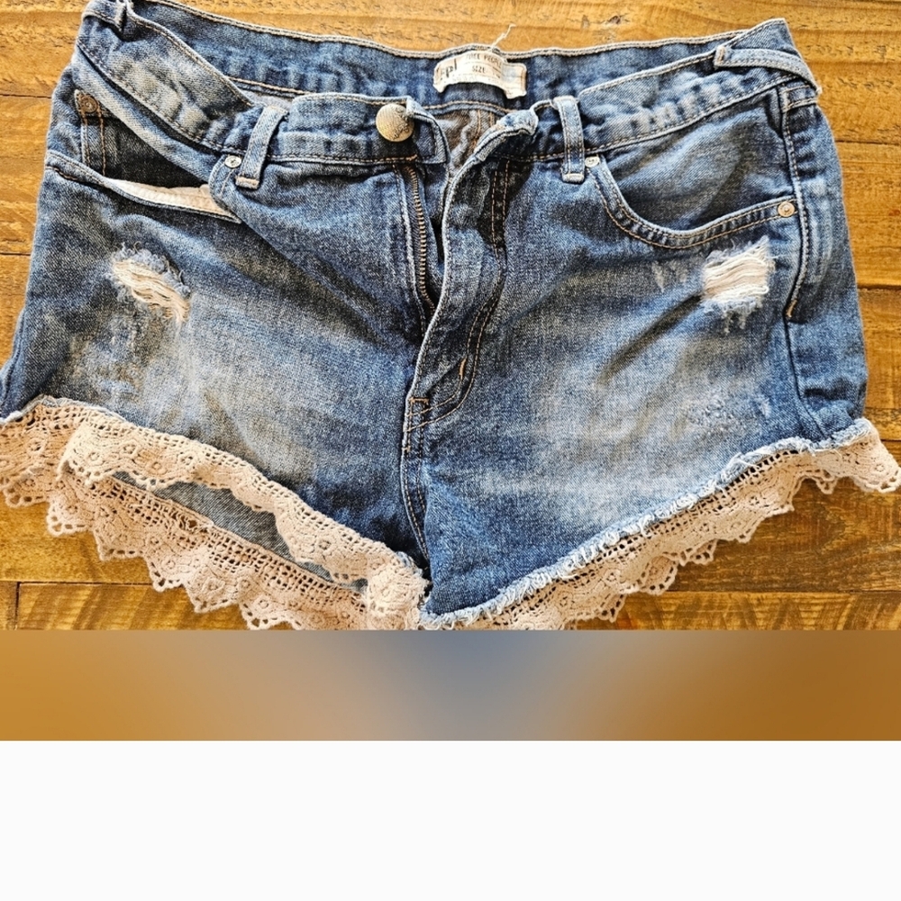 Free People Denim Lace Trim Women's Shorts